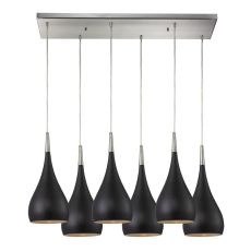 Lindsey 6 Light Pendant In Oiled Bronze And Satin Nickel