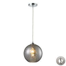 Watersphere 1 Light Pendant In Polished Chrome And Smoke Glass - Includes Recessed Lighting Kit