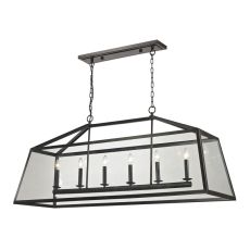 Alanna 6 Light Pendant In Oil Rubbed Bronze And Clear Glass