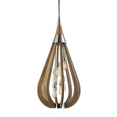 Janette 6 Light Pendant In Polished Nickel And Chestnut