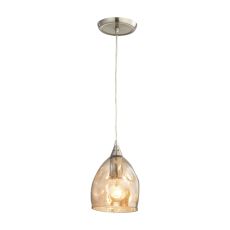 Niche 1 Light Pendant In Satin Nickel And Champagne Plated Glass