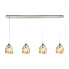Niche 4 Light Pendant In Satin Nickel And Champagne Plated Glass