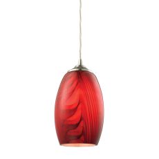 Tidewaters 1 Light Pendant In Satin Nickel And Ruby Glass