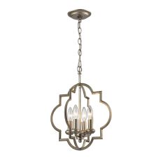 Chandette 4 Light Pendant In Aged Silver