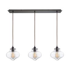 Kelsey 3 Light Pendant In Oil Rubbed Bronze And Clear Glass