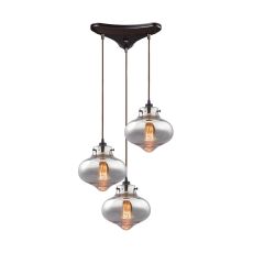 Kelsey 3 Light Pendant In Oil Rubbed Bronze And Mercury Glass