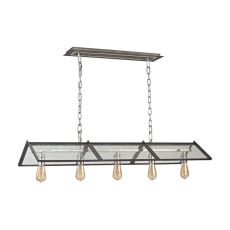 Ridgeview 5 Light Chandelier In Weathered Zinc With Polished Nickel Accents