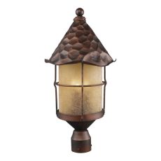 Rustica 3 Light Outdoor Post Lamp In Antique Copper And Amber Scavo Glass