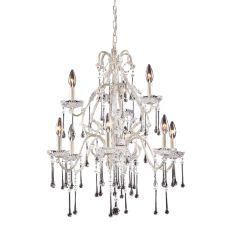 Opulence 9 Light Chandelier In Antique White And Clear Crystal