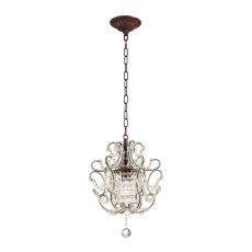 Elise 1 Light Pendant In Rust And Clear Crystal
