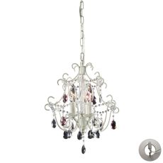 Elise 3 Light Chandelier In Antique White - Includes Recessed Lighting Kit