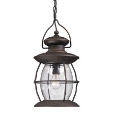 Village Lantern 1 Light Outdoor Pendant In Weathered Charcoal