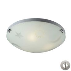 Novelty 3 Light Night Sky Flushmount In Satin White Glass With Recessed Lighting Kit