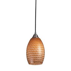 Mulinello 1 Light Led Pendant In Satin Nickel With Cocoa Glass