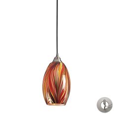 Mulinello 1 Light Pendant In Satin Nickel And Multicolor Glass - Includes Recessed Lighting Kit