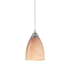 Pierra 1 Light Led Pendant In Satin Nickel And Sandy Glass
