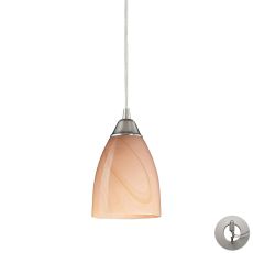 Pierra 1 Light Pendant In Satin Nickel And Sandy Glass - Includes Recessed Lighting Kit