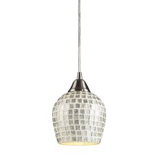 Fusion 1 Light Pendant In Satin Nickel And Silver Glass