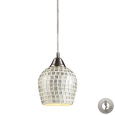 Fusion 1 Light Pendant In Satin Nickel And Silver Glass - Includes Recessed Lighting Kit