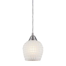 Fusion 1 Light Pendant In Satin Nickel And White Glass