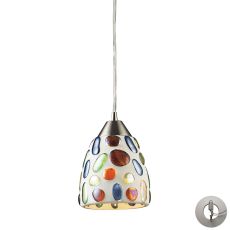 Gemstones 1 Light Pendant In Satin Nickel And Sculpted Multicolor Glass - Includes Recessed Lighting Kit
