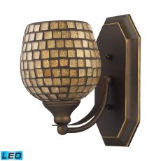 Bath And Spa 1 Light Led Vanity In Aged Bronze And Gold Leaf Glass