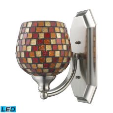 Bath And Spa 1 Light Led Vanity In Satin Nickel And Multi Fusion Glass