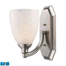 Bath And Spa 1 Light Led Vanity In Satin Nickel And Snow White Glass