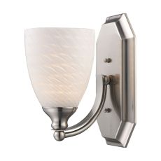 Bath And Spa 1 Light Vanity In Satin Nickel And White Swirl Glass