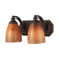 Bath And Spa 2 Light Vanity In Aged Bronze And Cocoa Glass