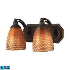 Bath And Spa 2 Light Led Vanity In Aged Bronze And Cocoa Glass