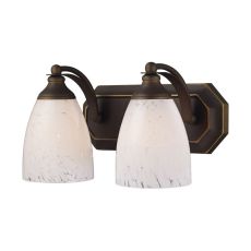 Bath And Spa 2 Light Vanity In Aged Bronze And Snow White Glass