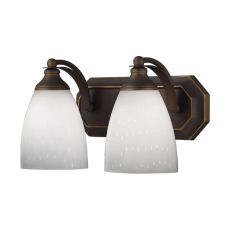 Bath And Spa 2 Light Vanity In Aged Bronze And Simple White Glass
