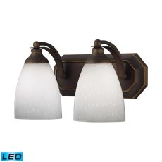Bath And Spa 2 Light Led Vanity In Aged Bronze And Simple White Glass