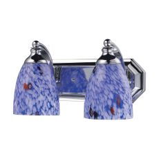 Bath And Spa 2 Light Vanity In Polished Chrome And Starburst Blue Glass
