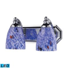 Bath And Spa 2 Light Led Vanity In Polished Chrome And Starburst Blue Glass