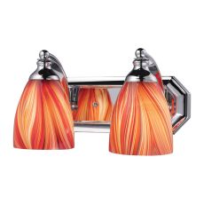 Bath And Spa 2 Light Vanity In Polished Chrome And Multi Glass