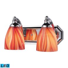Bath And Spa 2 Light Led Vanity In Polished Chrome And Multi Glass