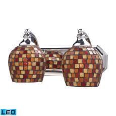 Bath And Spa 2 Light Led Vanity In Polished Chrome And Multi Fusion Glass