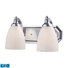 Bath And Spa 2 Light Led Vanity In Polished Chrome And Snow White Glass