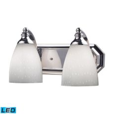 Bath And Spa 2 Light Led Vanity In Polished Chrome And Simple White Glass