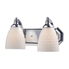 Bath And Spa 2 Light Vanity In Polished Chrome And White Swirl Glass