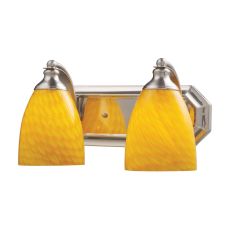 Bath And Spa 2 Light Vanity In Satin Nickel And Canary Glass