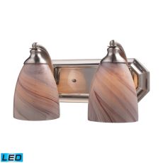 Bath And Spa 2 Light Led Vanity In Satin Nickel And Creme Glass