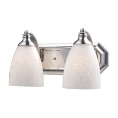 Bath And Spa 2 Light Vanity In Satin Nickel And Snow White Glass