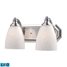 Bath And Spa 2 Light Led Vanity In Satin Nickel And Snow White Glass