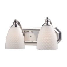 Bath And Spa 2 Light Vanity In Satin Nickel And White Swirl Glass