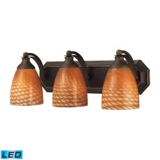 Bath And Spa 3 Light Led Vanity In Aged Bronze And Cocoa Glass