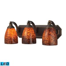 Bath And Spa 3 Light Led Vanity In Aged Bronze And Espresso Glass