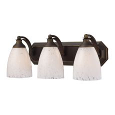 Bath And Spa 3 Light Vanity In Aged Bronze And Snow White Glass